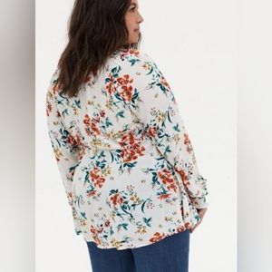 Rayon Crepe Tie Waist Peasant Top
